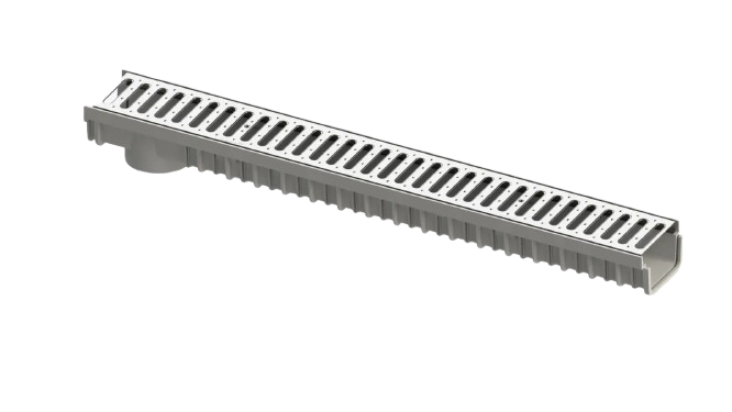 1000x125x80mm Plastik Kanal ve Paslanmaz Izgara Ø110 Alt Çıkışlı